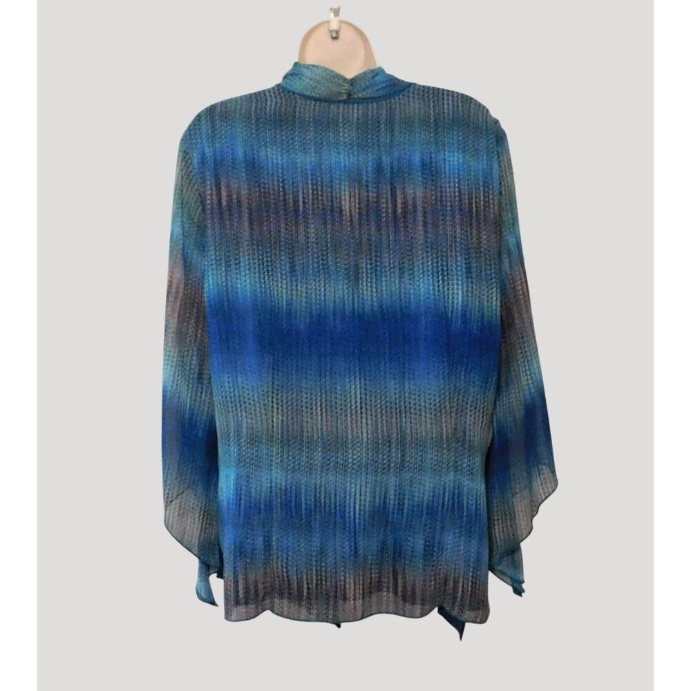 Rebecca Malone Teal Tank with Attached Sheer Multicolor Jacket XL - Picture 4 of 8
